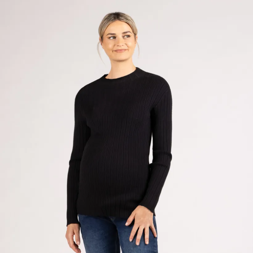 Pull chaussette côtelé à col montant pour femme