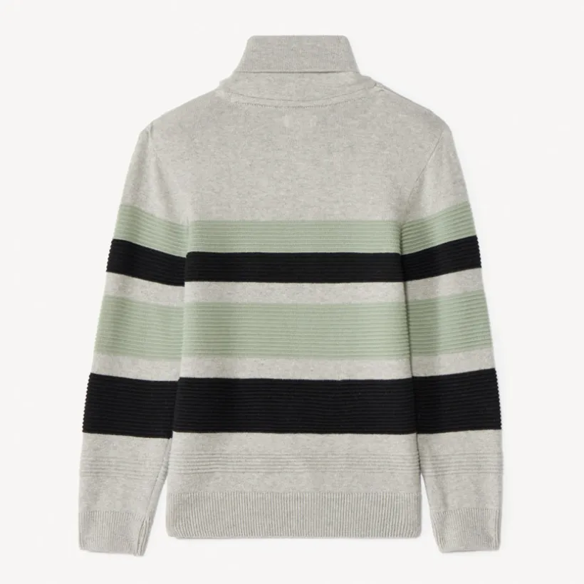 Pull à col châle en tricot rayé pour garçon