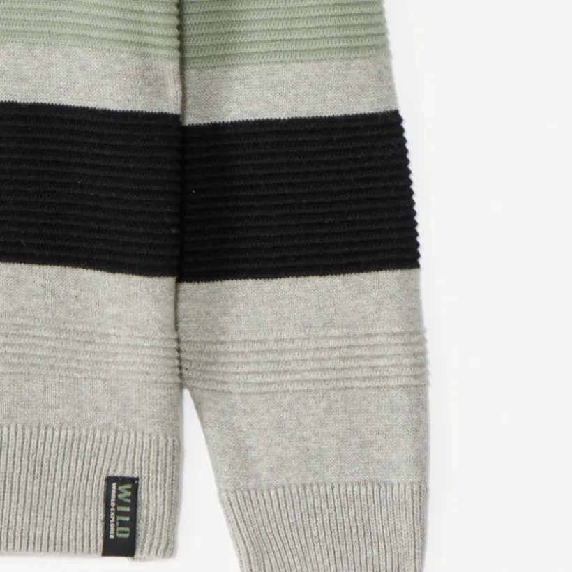 Pull à col châle en tricot rayé pour garçon