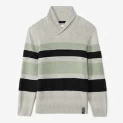 Pull à col châle en tricot rayé pour garçon