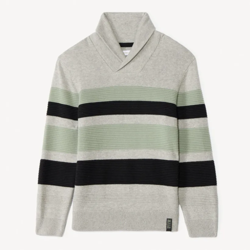 Pull à col châle en tricot rayé pour garçon