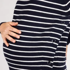 Pull d'allaitement en tricot rayé esprit marinière avec col fantaisie