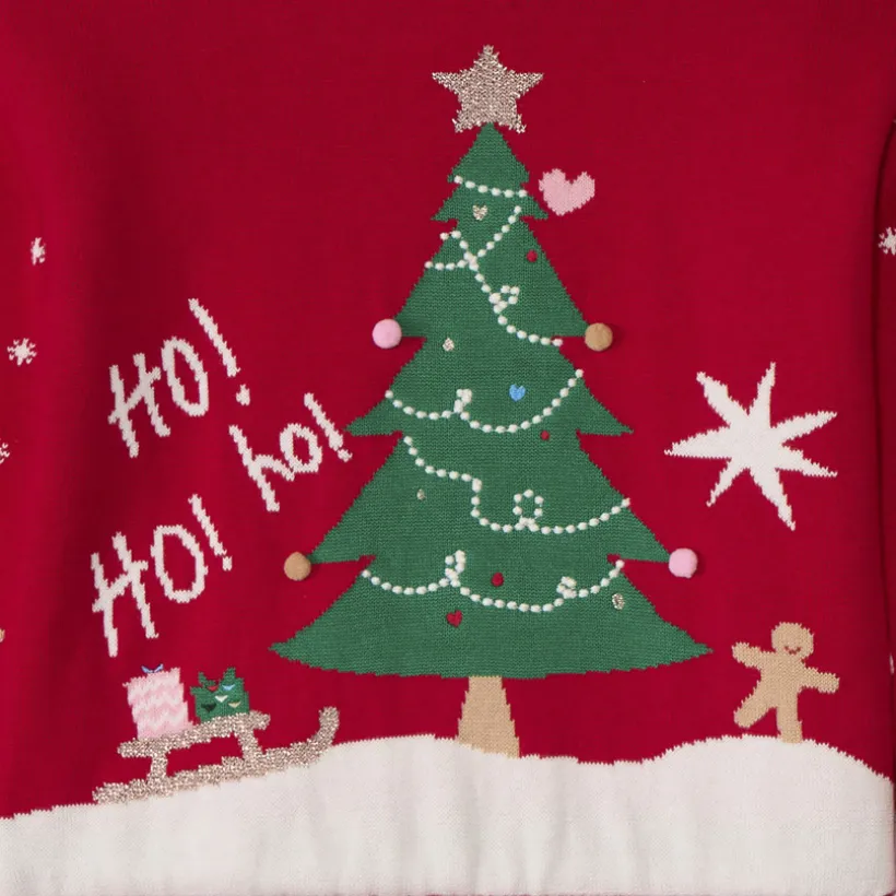 Pull de Noël en tricot doublé sherpa pour fille