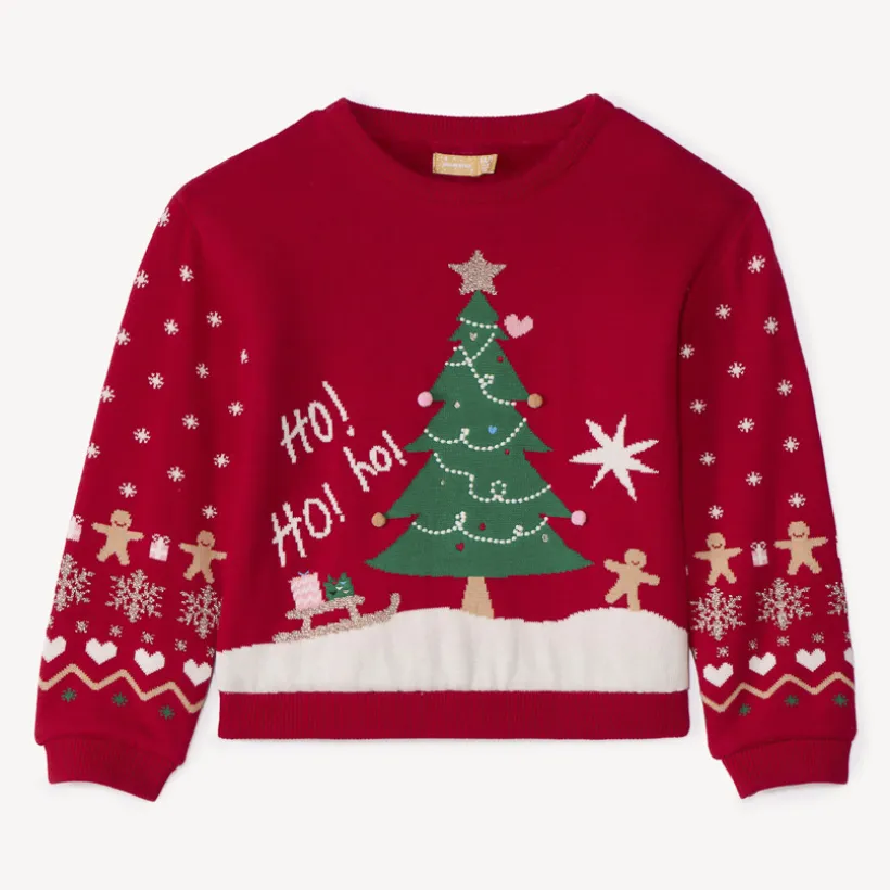 Pull de Noël en tricot doublé sherpa pour fille