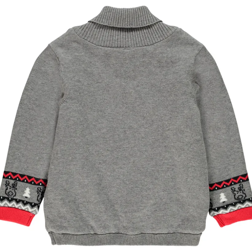 Pull de Noël ludique doublé velours motif renne pour bébé garçon