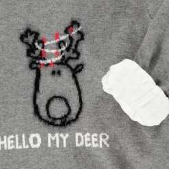 Pull de Noël ludique doublé velours motif renne pour bébé garçon