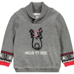 Pull de Noël ludique doublé velours motif renne pour bébé garçon