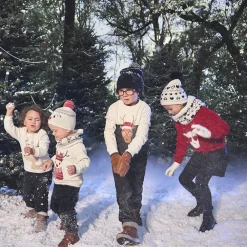 Pull en tricot doublé velours motif renne de Noël pour garçon