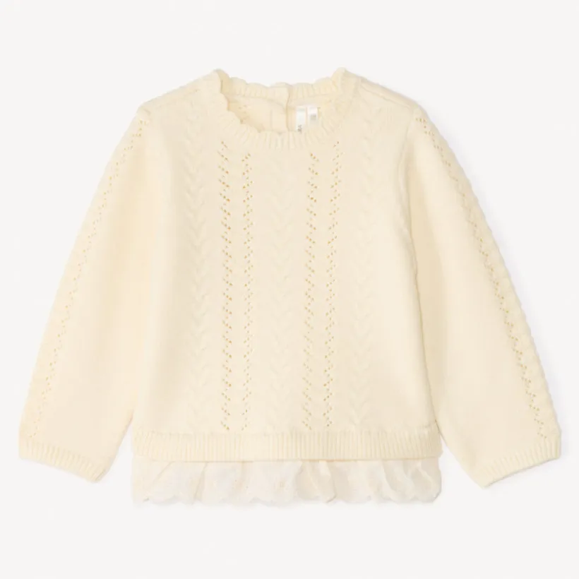 Pull en tricot fantaisie ajouré effet 2-en-1 pour bébé fille