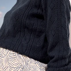 Pull en tricot fantaisie à manches bouffantes pour femme
