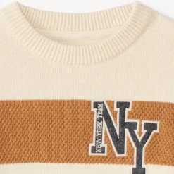 Pull en tricot fantaisie rayé avec patch pour garçon