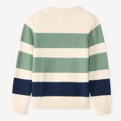 Pull en tricot fantaisie rayé avec patch pour garçon