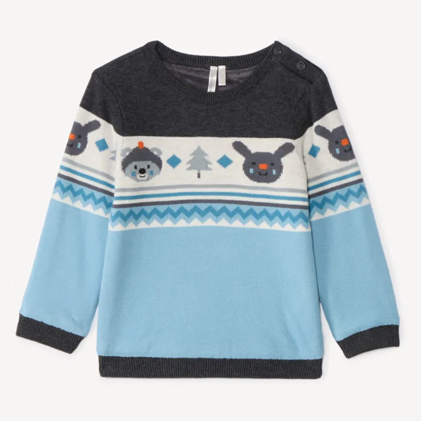 Pull en tricot jacquard doublé velours pour bébé garçon