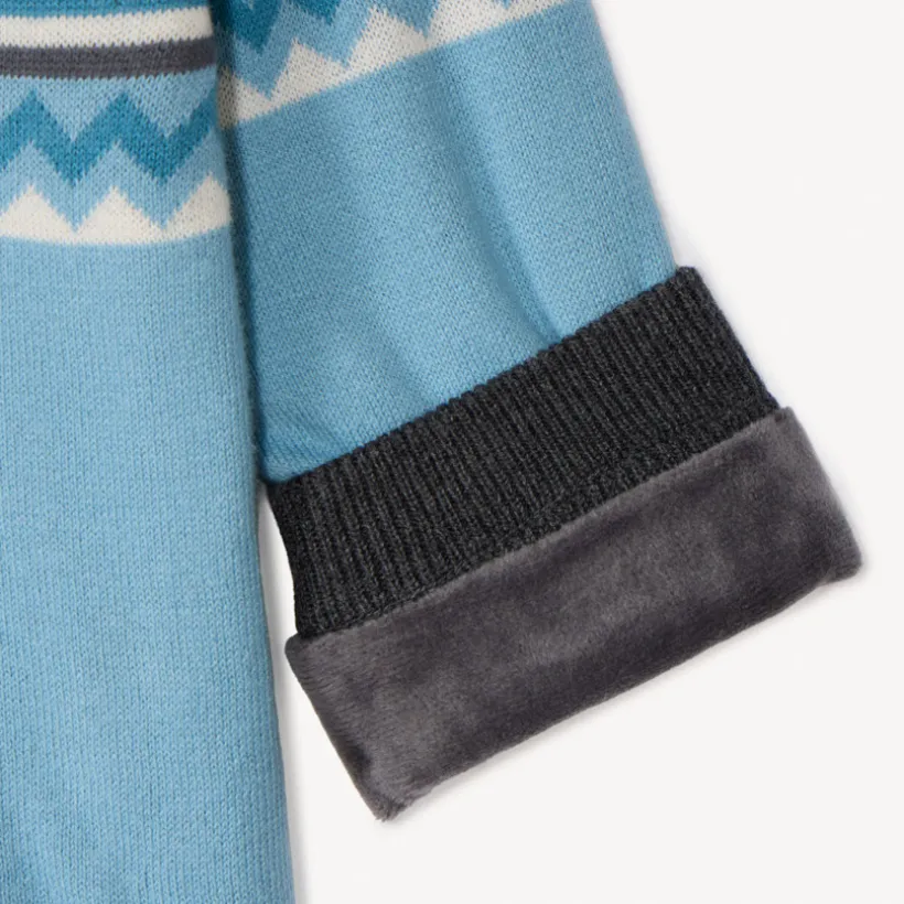Pull en tricot jacquard doublé velours pour bébé garçon