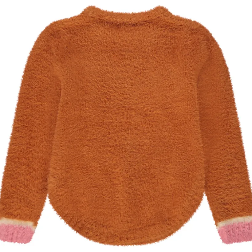 Pull en tricot jacquard effet fourrure pour fille