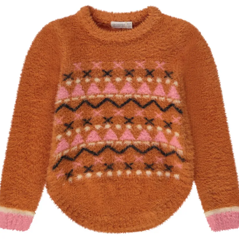 Pull en tricot jacquard effet fourrure pour fille