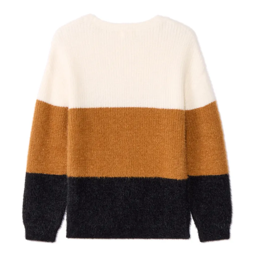 Pull en tricot oversize effet color block pour fille