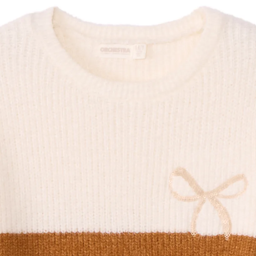 Pull en tricot oversize effet color block pour fille