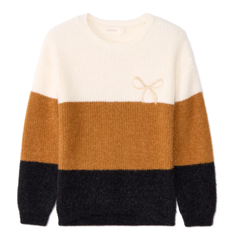 Pull en tricot oversize effet color block pour fille