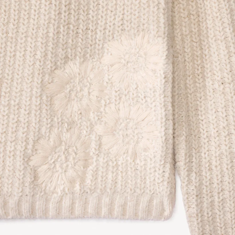 Pull en tricot perlé scintillant et brodé pour fille