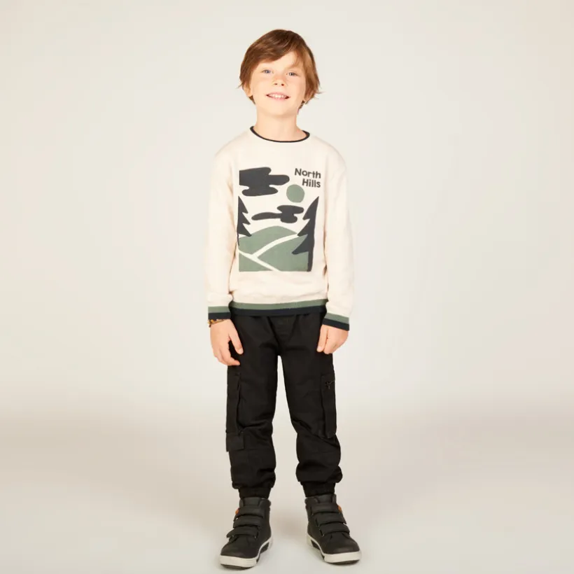 Pull en tricot printé doublé velours pour garçon