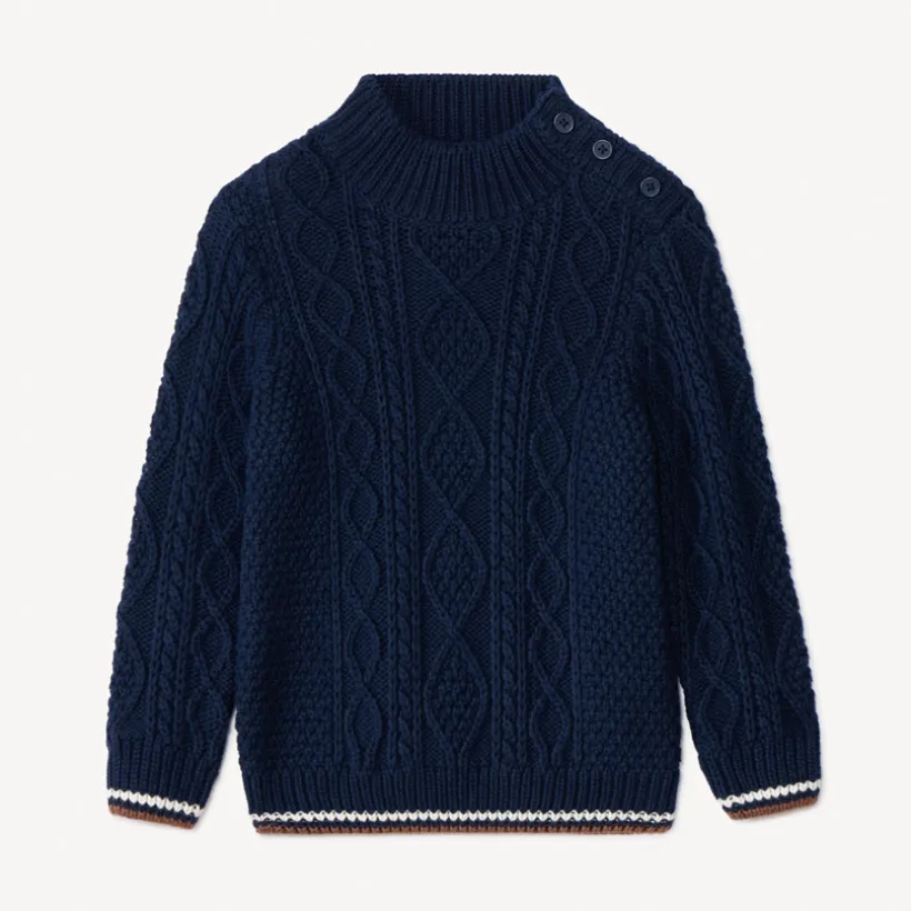 Pull en tricot torsadé et col montant pour bébé garçon