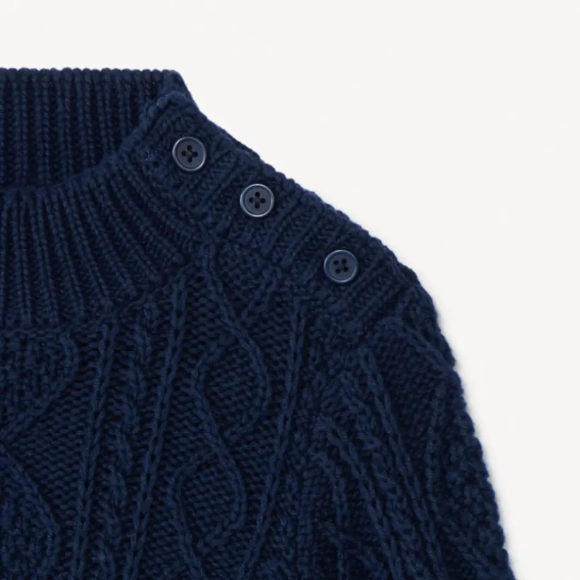 Pull en tricot torsadé et col montant pour bébé garçon