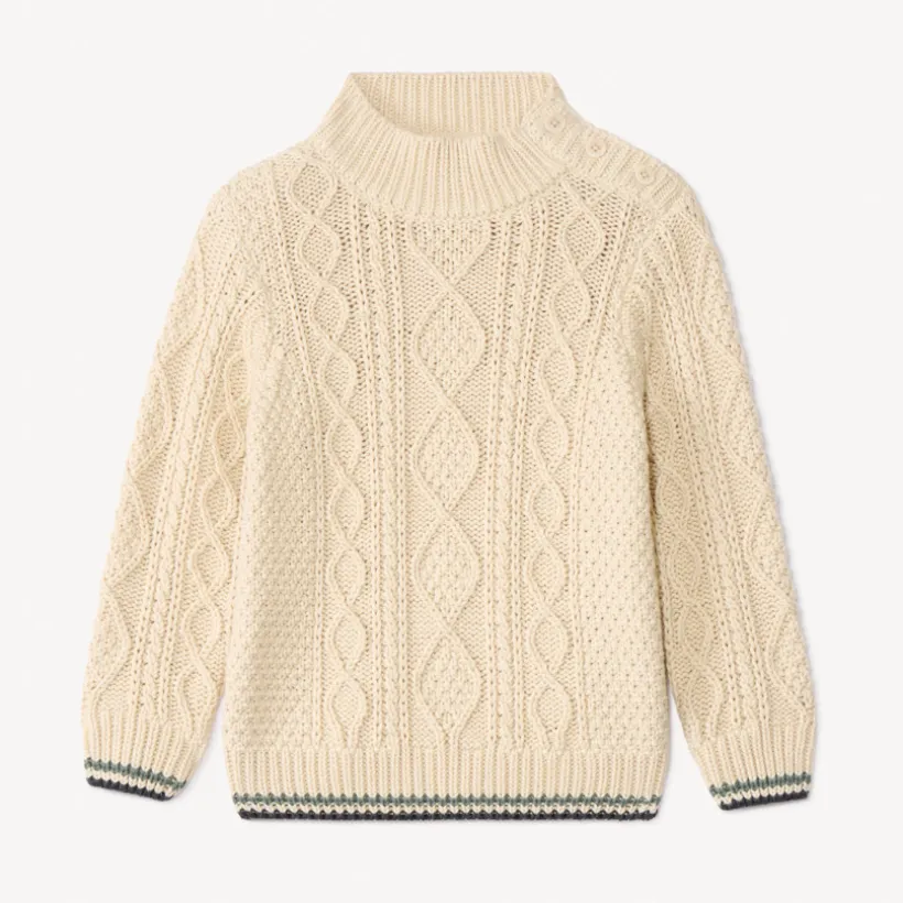 Pull en tricot torsadé et col montant pour bébé garçon