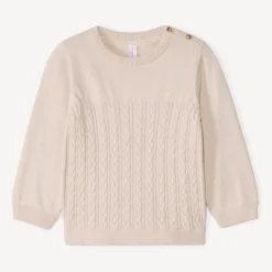 Pull en tricot torsadé uni pour bébé garçon