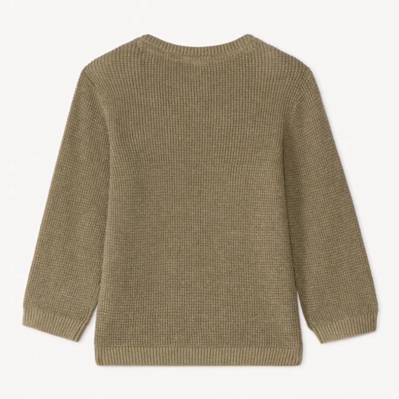 Pull en tricot uni brodé cactus pour bébé garçon