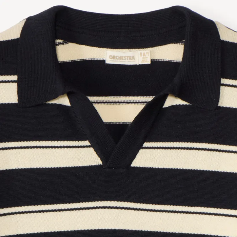 Pull garçon col polo style marinière