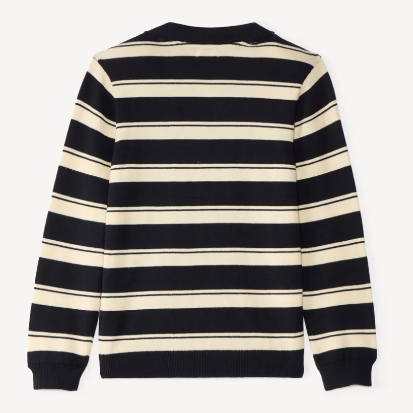 Pull garçon col polo style marinière