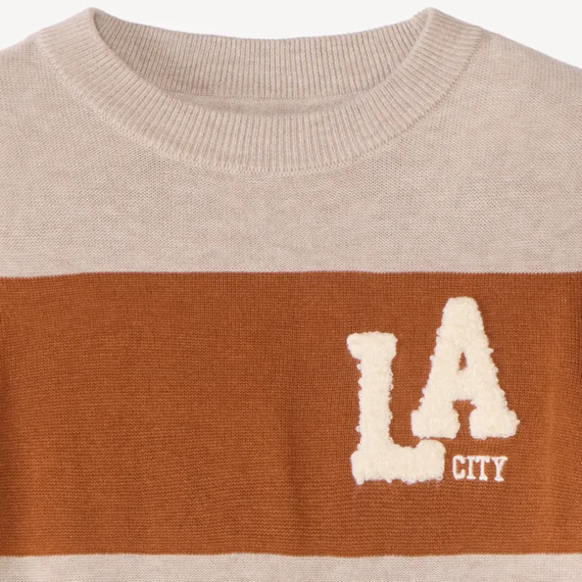 Pull garçon en tricot avec broderie bouclette