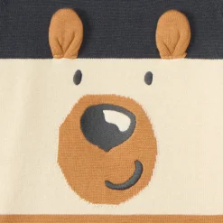 Pull ludique chien en tricot tricolore pour bébé garçon