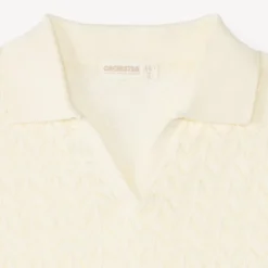Pull manches courtes uni en tricot ajouré pour fille