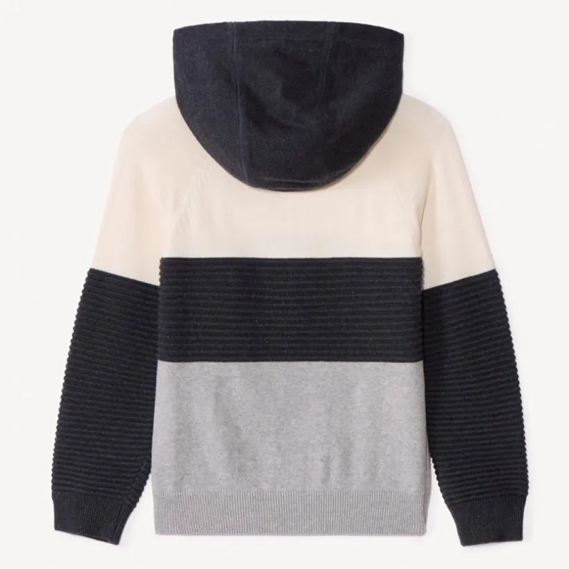 Pull manches longues à capuche effet colorblock pour garçon