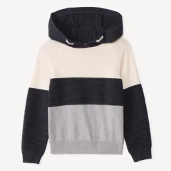 Pull manches longues à capuche effet colorblock pour garçon