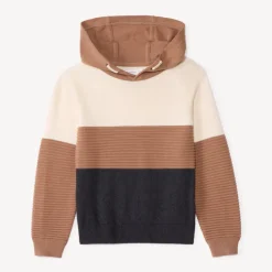 Pull manches longues à capuche effet colorblock pour garçon