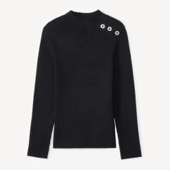 Pull manches longues à col cheminé et boutons fantaisie pour fille