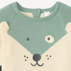 Pull manches longues en tricot ludique doublé en velours pour bébé garçon