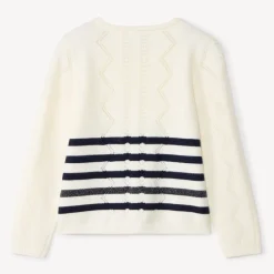 Pull manches longues en tricot style marinière pour fille