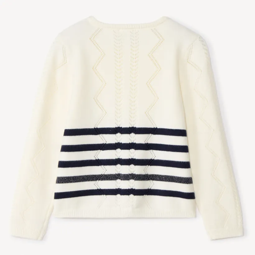 Pull manches longues en tricot style marinière pour fille