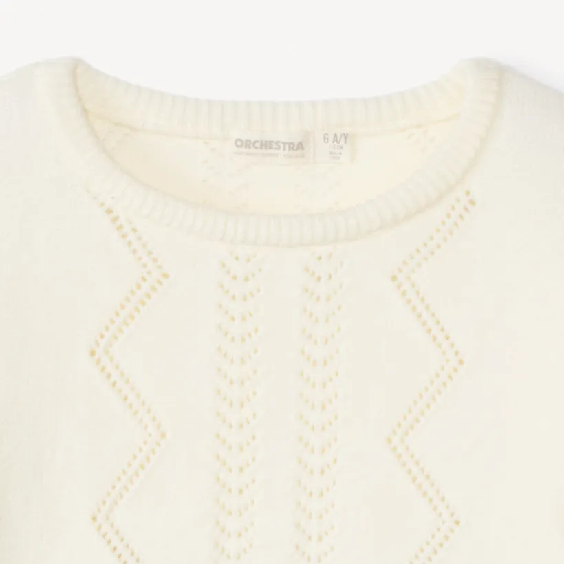 Pull manches longues en tricot style marinière pour fille