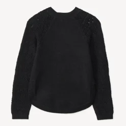 Pull manches longues en tricot jeu de point sur les manches pour fille