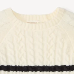 Pull manches longues en tricot marinière pour fille