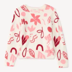 Pull manches longues en tricot digital print pour fille