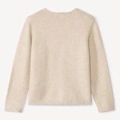 Pull à manches longues en tricot fantaisie avec volants et torsades pour fille