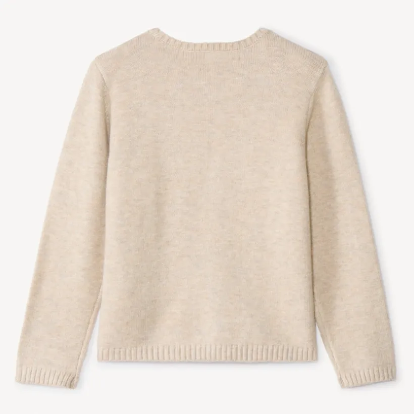 Pull à manches longues en tricot fantaisie avec volants et torsades pour fille