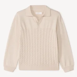 Pull manches longues en tricot torsadé uni pour garçon
