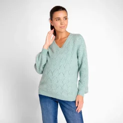 Pull manches longues en tricot jeu de point pour femme